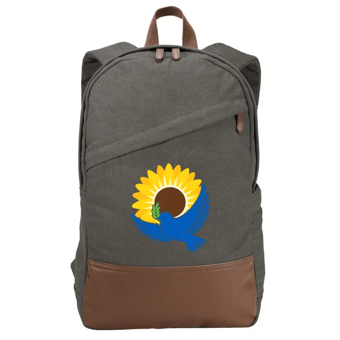 Sunflower Peace Dove Stand With Ukraine End The War Cotton Canvas Backpack