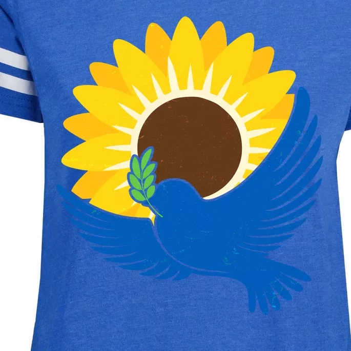 Sunflower Peace Dove Stand With Ukraine End The War Enza Ladies Jersey Football T-Shirt