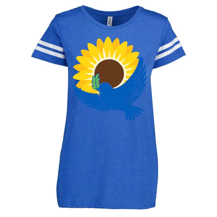 Sunflower Peace Dove Stand With Ukraine End The War Enza Ladies Jersey Football T-Shirt