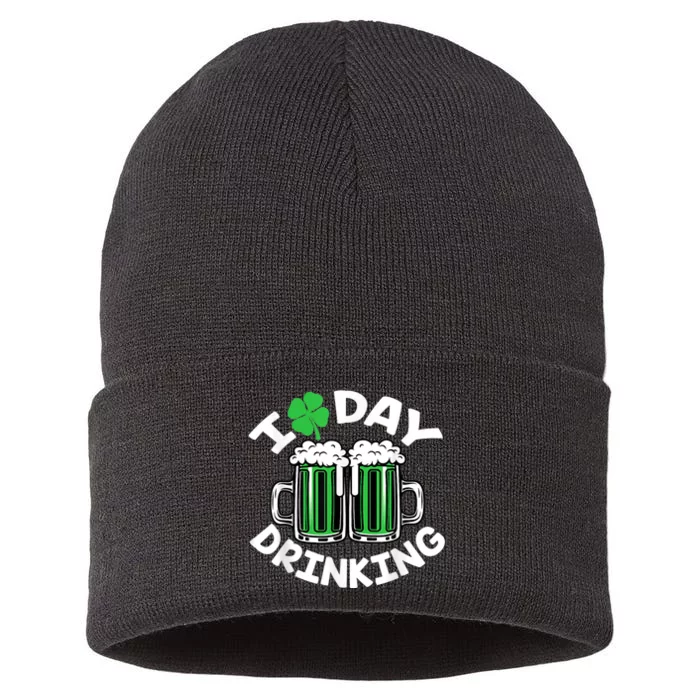 St Patricks Day I Love Day Drinking Funny Gifts Beer Lover Sustainable Knit Beanie