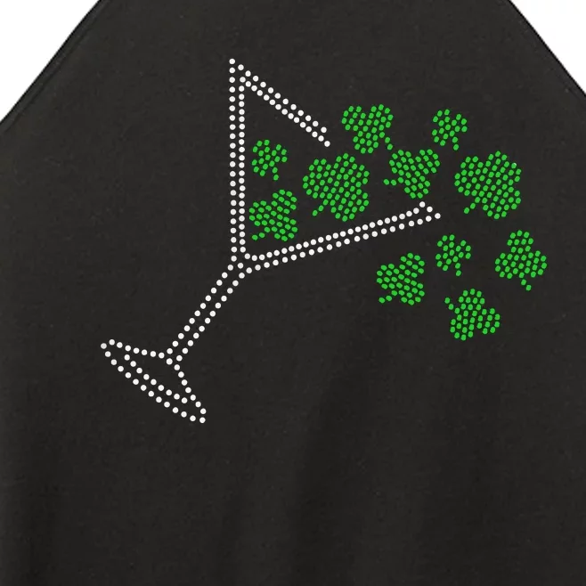 St Patricks Day Martini Clover Bling Rhinestone Paddys Day Women’s Perfect Tri Rocker Tank