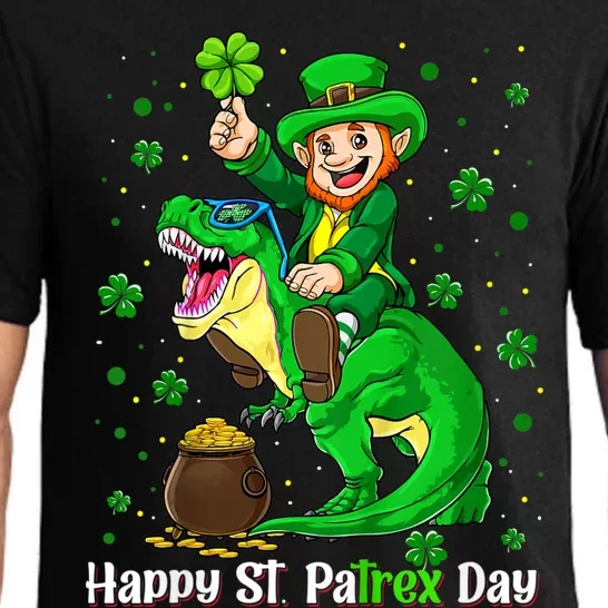 St Patricks Day Leprechaun Riding Dino T Rex Pajama Set