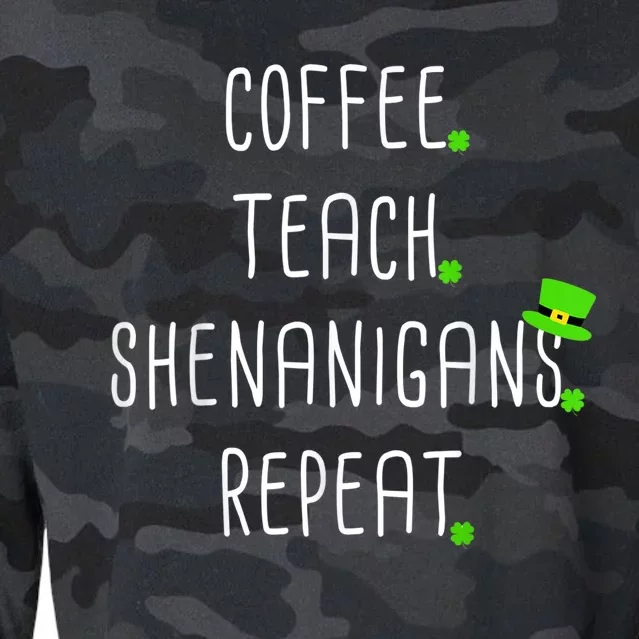 St Patricks Day Teachers Design For Teacher Who Loves Coffee Cropped Pullover Crew