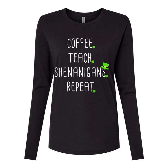 St Patricks Day Teachers Design For Teacher Who Loves Coffee Womens Cotton Relaxed Long Sleeve T-Shirt