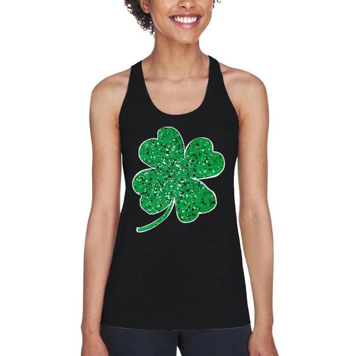 Saint Patrick's Day Shamrock Leopard Clover Green Women's Racerback Tank