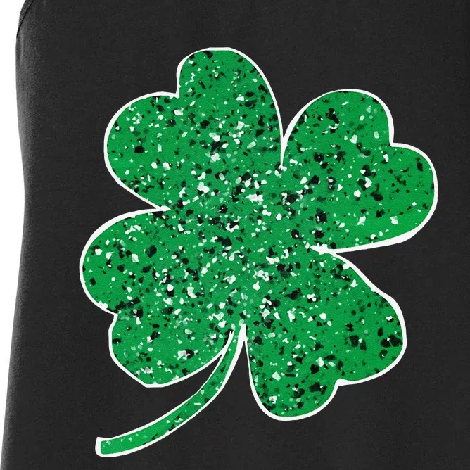 Saint Patrick's Day Shamrock Leopard Clover Green Women's Racerback Tank