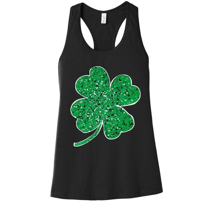 Saint Patrick's Day Shamrock Leopard Clover Green Women's Racerback Tank