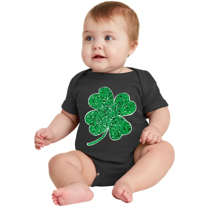 Saint Patrick's Day Shamrock Leopard Clover Green Baby Bodysuit