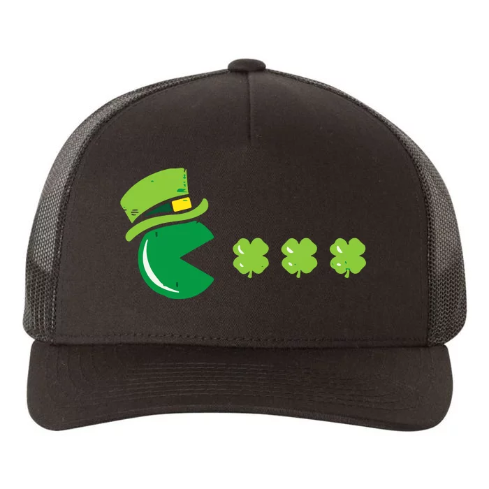 St Patricks Day Eating Shamrock Retro Gamer Yupoong Adult 5-Panel Trucker Hat