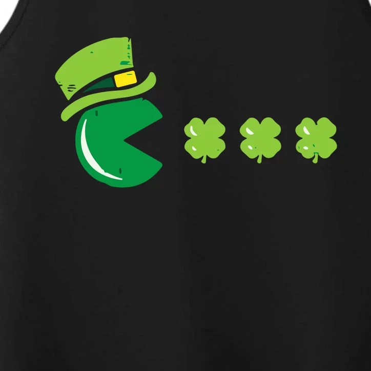 St Patricks Day Eating Shamrock Retro Gamer Performance Tank