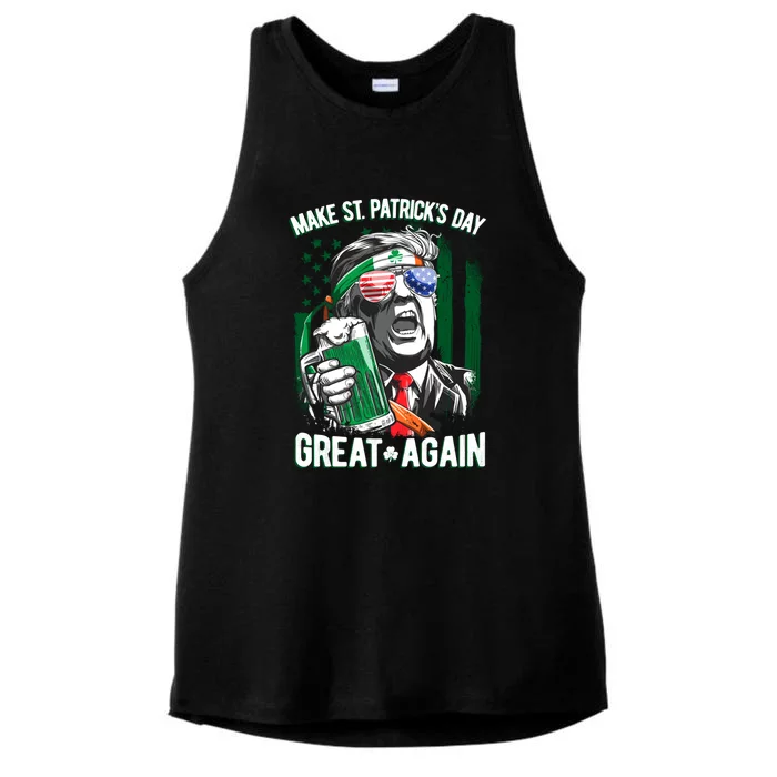 Saint Patricks Day Funny Make Great Again Trump Beer Drinking Mug Gift Ladies Tri-Blend Wicking Tank