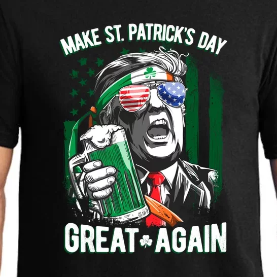 Saint Patricks Day Funny Make Great Again Trump Beer Drinking Mug Gift Pajama Set