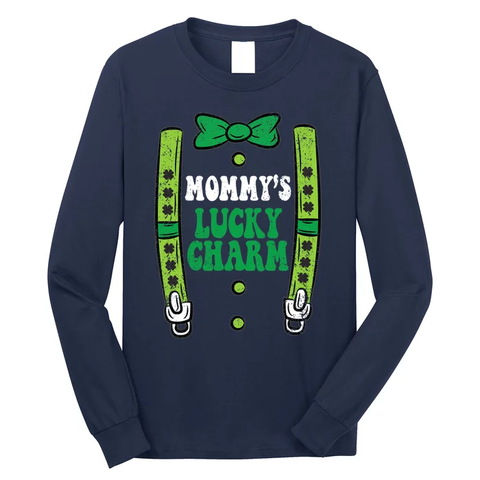 St Patricks Day Boy Mommys Lucky Charm Suspender Long Sleeve Shirt