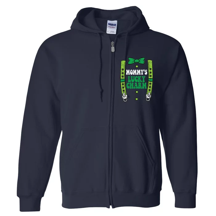 St Patricks Day Boy Mommys Lucky Charm Suspender Full Zip Hoodie