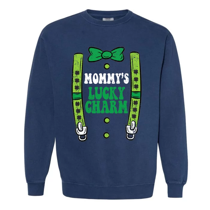 St Patricks Day Boy Mommys Lucky Charm Suspender Garment-Dyed Sweatshirt