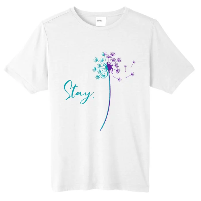 Suicide Prevention Dandelion Teal and Purple Stay Semicolon ChromaSoft Performance T-Shirt