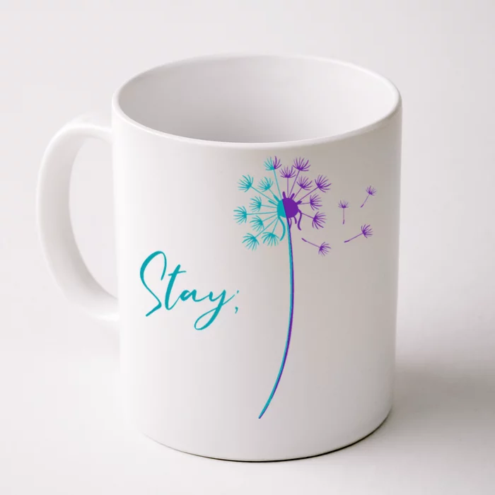 Suicide Prevention Dandelion Teal and Purple Stay Semicolon Front & Back Coffee Mug