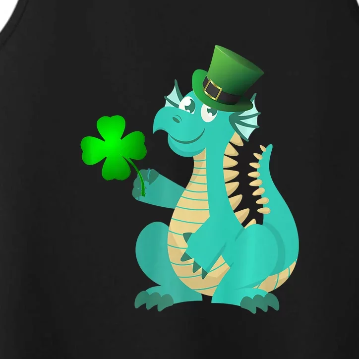 Saint Patricks Day Dragon Green Four Leaf Clover Leprechaun Performance Tank