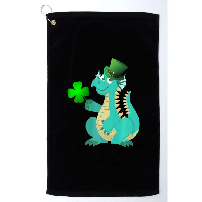 Saint Patricks Day Dragon Green Four Leaf Clover Leprechaun Platinum Collection Golf Towel