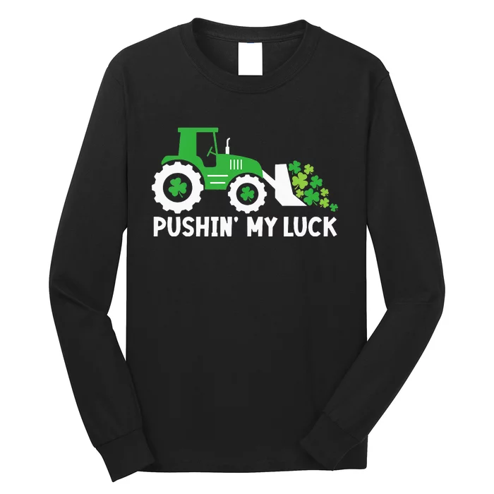 St Patrick's Day Pushing My Luck Monster Truck Long Sleeve Shirt