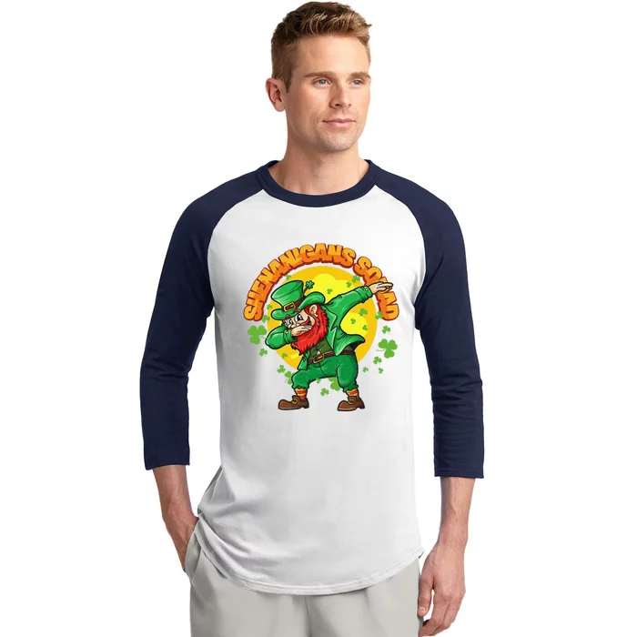 St Patricks Day Dabbing Leprechaun Funny Dab Dance Baseball Sleeve Shirt