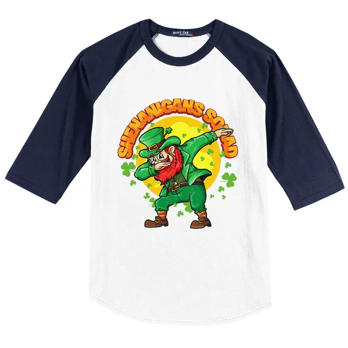 St Patricks Day Dabbing Leprechaun Funny Dab Dance Baseball Sleeve Shirt