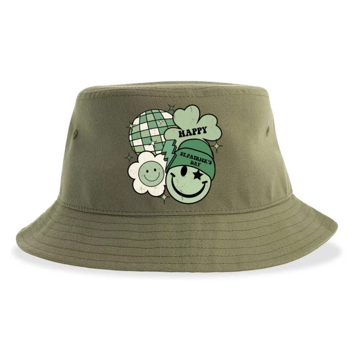 St Patricks Day Retro Smile Disco Party Sustainable Bucket Hat