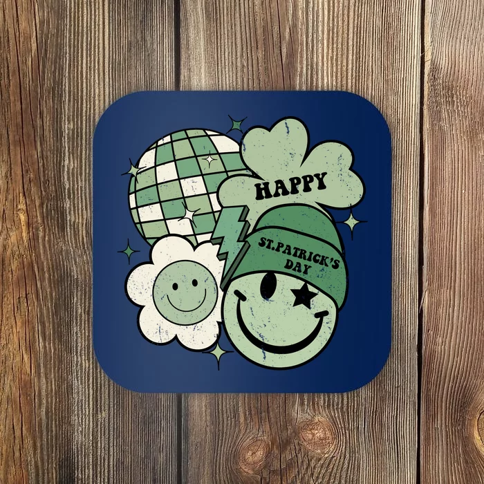 St Patricks Day Retro Smile Disco Party Coaster