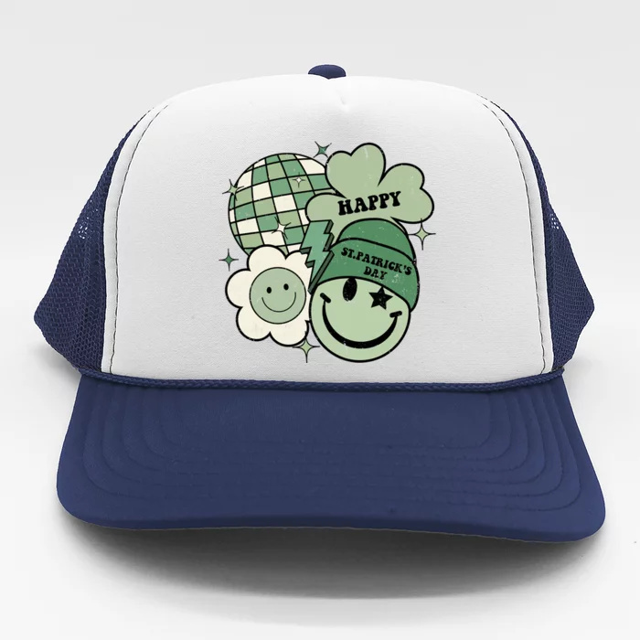 St Patricks Day Retro Smile Disco Party Trucker Hat