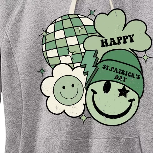 St Patricks Day Retro Smile Disco Party Women's Fleece Hoodie