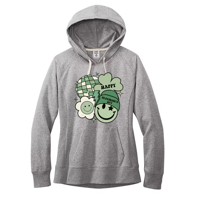 St Patricks Day Retro Smile Disco Party Women's Fleece Hoodie