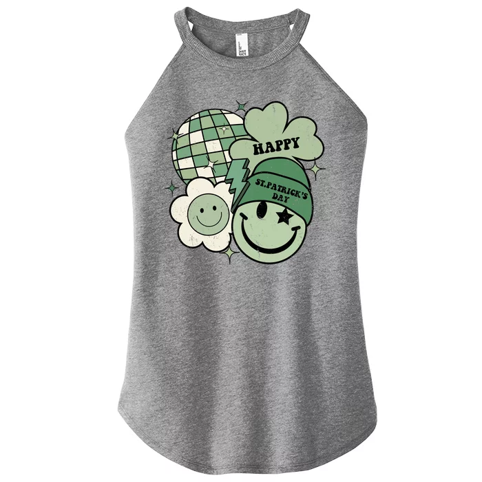 St Patricks Day Retro Smile Disco Party Women’s Perfect Tri Rocker Tank