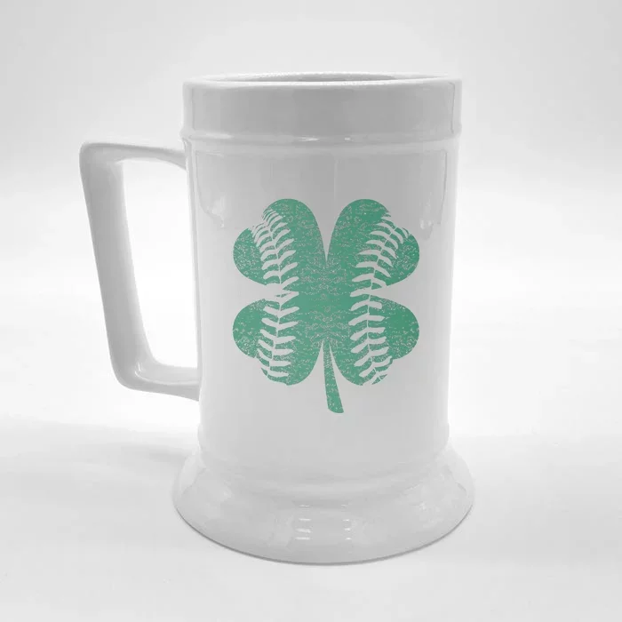 St. Patricks Day Baseball Four Leaf Clover Shamrock Front & Back Beer Stein