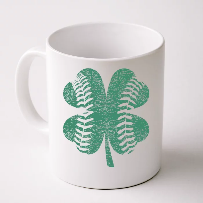 St. Patricks Day Baseball Four Leaf Clover Shamrock Front & Back Coffee Mug