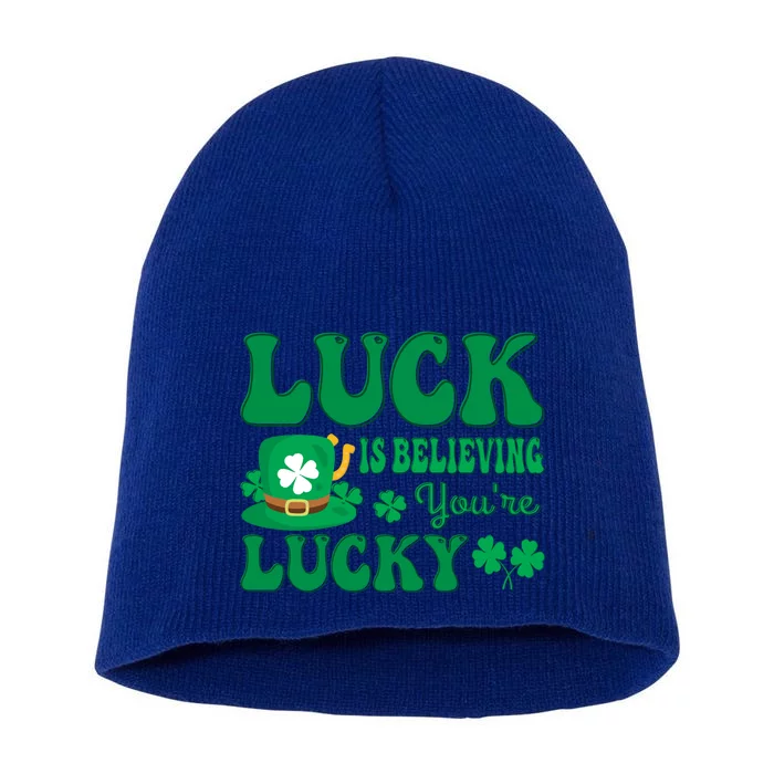 St Patricks Day Believing Gift Short Acrylic Beanie