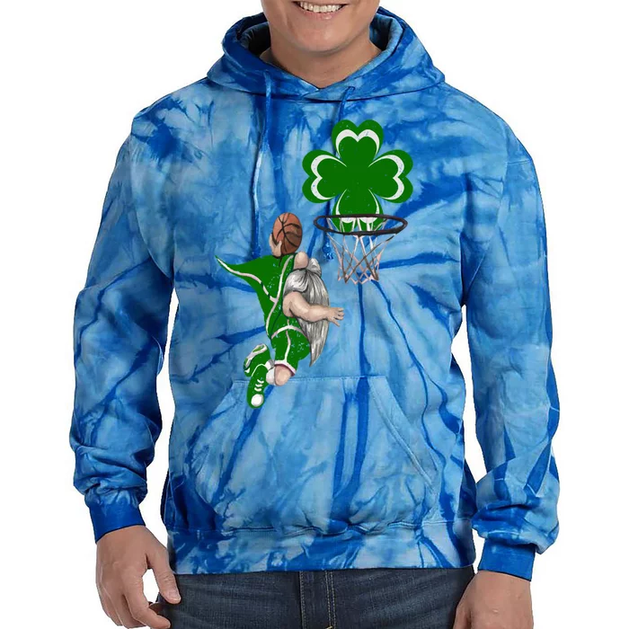 St Patricks Day Gnome Amazing Basketball Dunk Cute Lucky Gift Tie Dye Hoodie