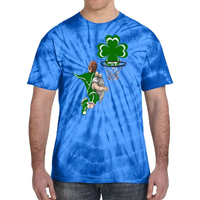 St Patricks Day Gnome Amazing Basketball Dunk Cute Lucky Gift Tie-Dye T-Shirt