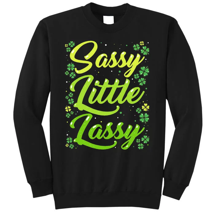 St Patricks Day Womens Sassy Little Lassie Shamrock Tall Sweatshirt