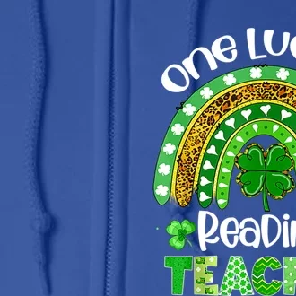 St Patrick's Day One Lucky Reading Teacher Rainbow Shamrock Cool Gift Full Zip Hoodie