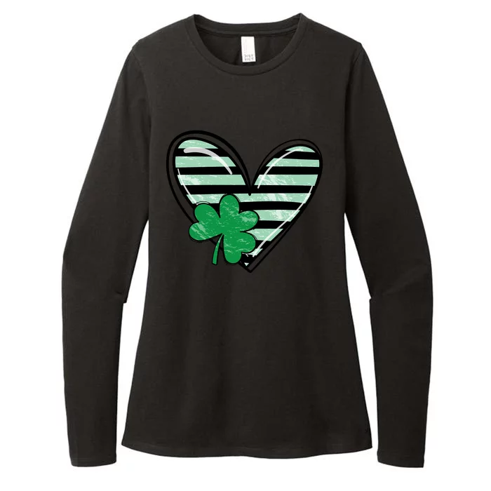 St Patrick's Day Clover Heart Holiday Womens CVC Long Sleeve Shirt