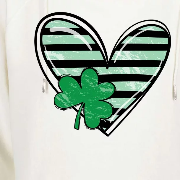 St Patrick's Day Clover Heart Holiday Womens Funnel Neck Pullover Hood