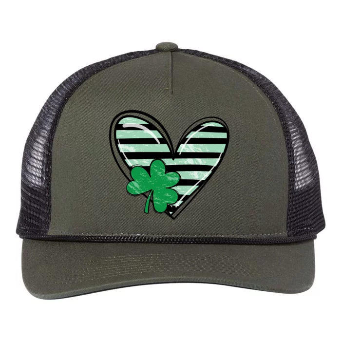 St Patrick's Day Clover Heart Holiday Retro Rope Trucker Hat Cap