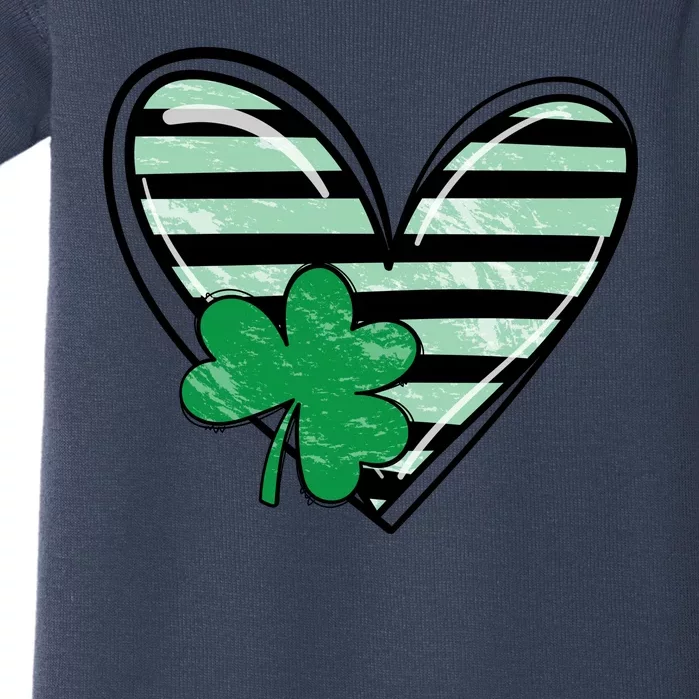 St Patrick's Day Clover Heart Holiday Baby Bodysuit