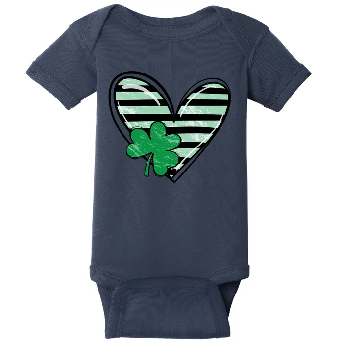 St Patrick's Day Clover Heart Holiday Baby Bodysuit