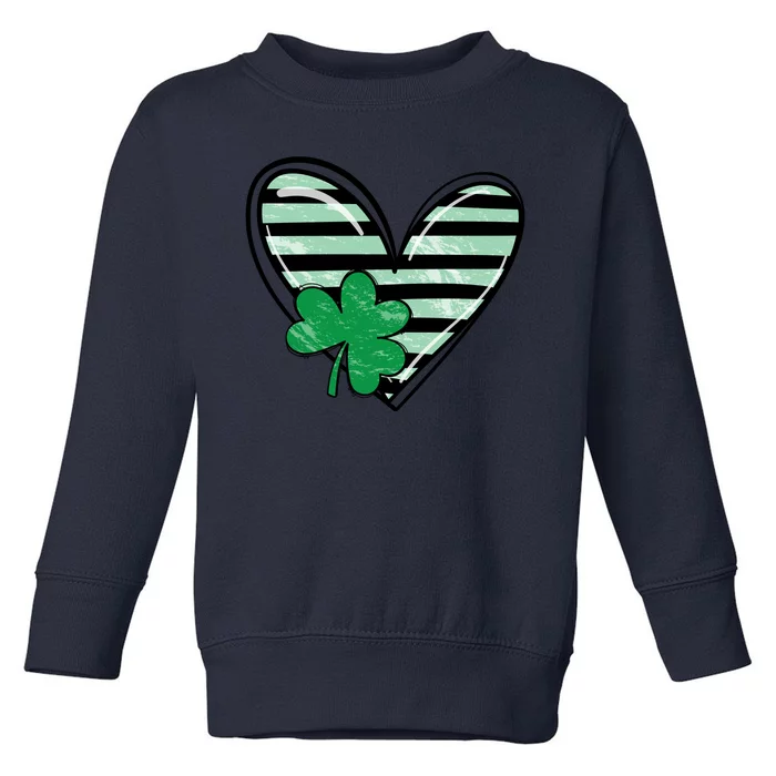 St Patrick's Day Clover Heart Holiday Toddler Sweatshirt