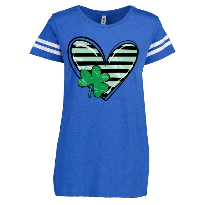 St Patrick's Day Clover Heart Holiday Enza Ladies Jersey Football T-Shirt