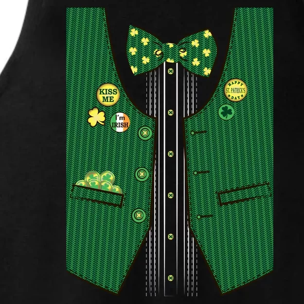 St Patricks Day Lucky Shamrock Vest Costume Ladies Tri-Blend Wicking Tank