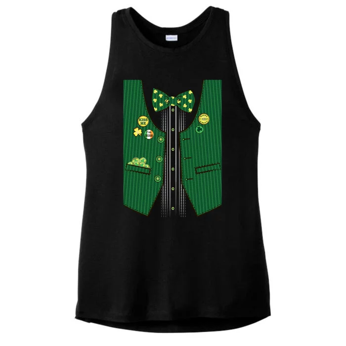 St Patricks Day Lucky Shamrock Vest Costume Ladies Tri-Blend Wicking Tank