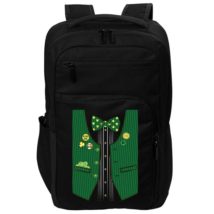 St Patricks Day Lucky Shamrock Vest Costume Impact Tech Backpack