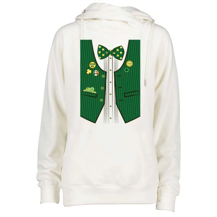 St Patricks Day Lucky Shamrock Vest Costume Womens Funnel Neck Pullover Hood